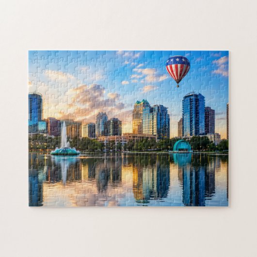 Orlando Florida Skyline Lake Eola Hot Air Balloon Legpuzzel (Horizontaal)