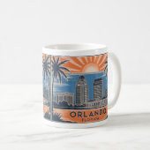 Orlando Florida Skyline Mid-Century stijl Koffiemok (Voorkant rechts)