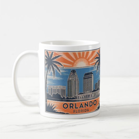 Orlando Florida Skyline Mid-Century stijl Koffiemok (Links)