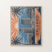 Orlando Florida Skyline Mid-Century stijl Legpuzzel (Verticaal)