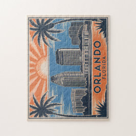 Orlando Florida Skyline Mid-Century  stijl Legpuzzel