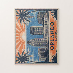 Orlando Florida Skyline Mid-Century  stijl Legpuzzel