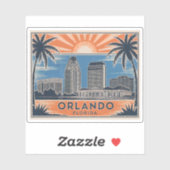 Orlando Florida Skyline Mid-Century stijl Sticker (Vel)