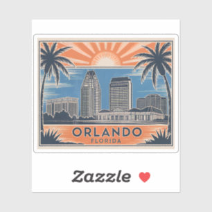 Orlando Florida Skyline Mid-Century  stijl Sticker