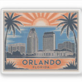 Orlando Florida Skyline Mid-Century  stijl Sticker (Voorkant)