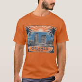 Orlando Florida Skyline Mid-Century  stijl T-shirt (Voorkant)