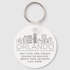 Orlando, Florida Stylized Skyline | Aangepaste slo Sleutelhanger