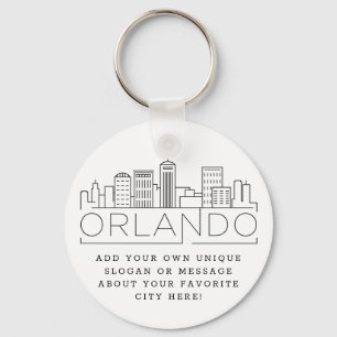 Orlando, Florida Stylized Skyline   Aangepaste slo Sleutelhanger