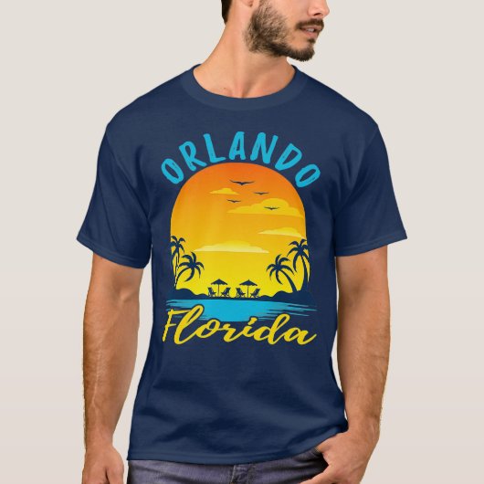 Orlando Florida Sunset Beach Palm Trees Ocean T-shirt (Voorkant)