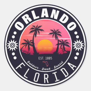 Orlando Florida tropische Retro Sunset Souvenir 60 Ronde Sticker