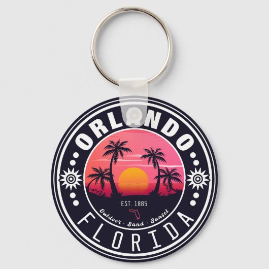 Orlando Florida tropische Retro Sunset Souvenir 60 Sleutelhanger (Voorkant)