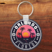Orlando Florida tropische Retro Sunset Souvenir 60 Sleutelhanger (Achterkant)