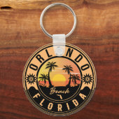 Orlando Florida tropische retro Sunset Souvenirs Sleutelhanger (Voorkant)