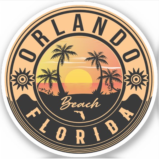 Orlando Florida tropische retro Sunset Souvenirs Sticker (Voorkant)