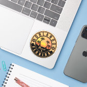 Orlando Florida tropische retro Sunset Souvenirs Sticker (Laptop met iPhone)