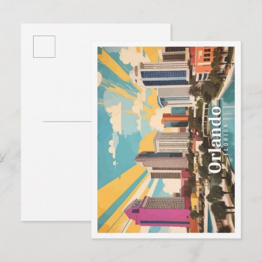 Orlando Florida USA Pop Art Travel Illustratie Briefkaart (Voorkant / Achterkant)