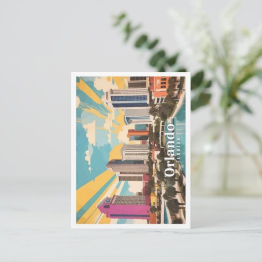Orlando Florida USA Pop Art Travel Illustratie Briefkaart (Staand voorkant)