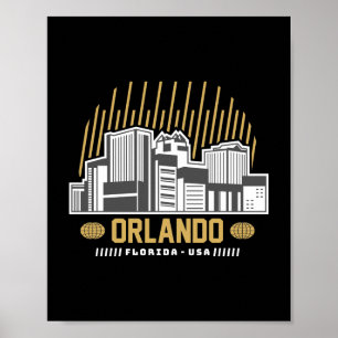 Orlando Florida USA Silhouette Reis Grafisch Ontwe Poster