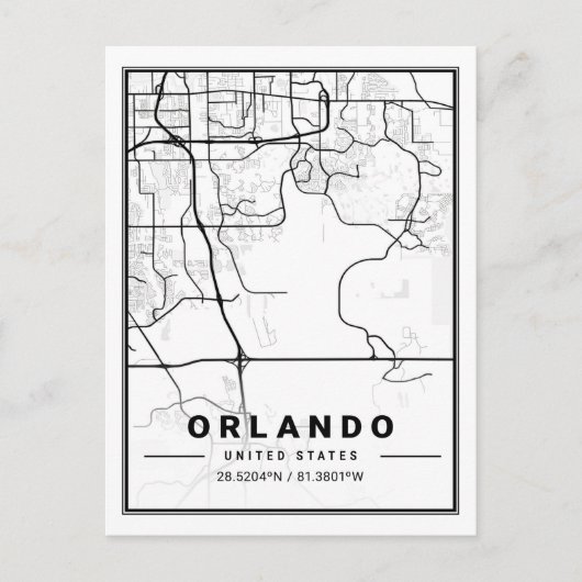 Orlando Florida USA Travel City Map Briefkaart (Voorkant)