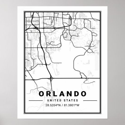Orlando Florida USA Travel City Map Poster (Voorkant)