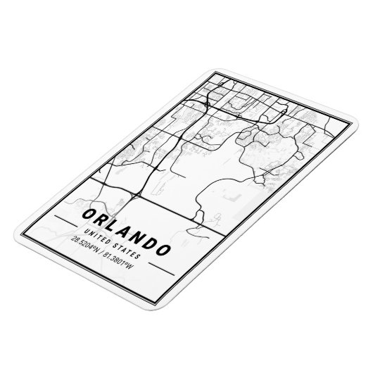 Orlando Florida USA Travel City Map Poster Magneet (Linkerzijde)