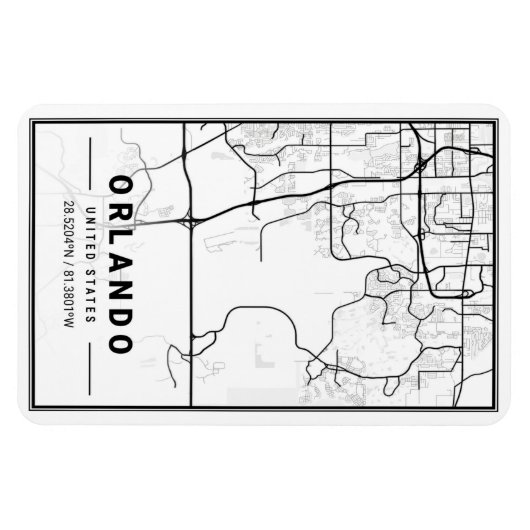 Orlando Florida USA Travel City Map Poster Magneet (Horizontaal)