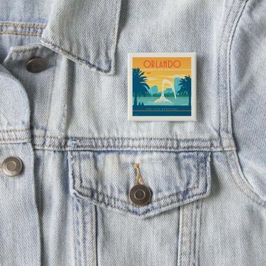 Orlando Florida Vierkante Button 5,1 Cm (In situ)