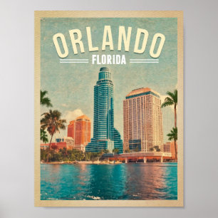Orlando Florida Vintage Hoge gebouwen Palm jaren 6 Poster