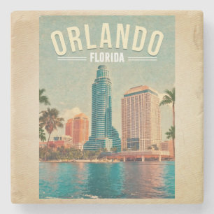 Orlando Florida Vintage Hoge gebouwen Palm jaren 6 Stenen Onderzetter