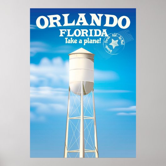 Orlando, Florida Watertoren reisprint. Poster (Voorkant)