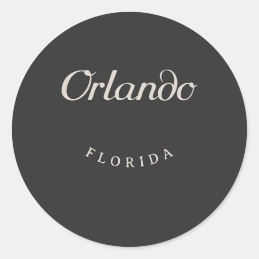 Orlando Florida White Font Ronde Sticker (Voorkant)