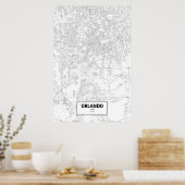 Orlando, Florida (zwart op wit) Poster (Keuken)