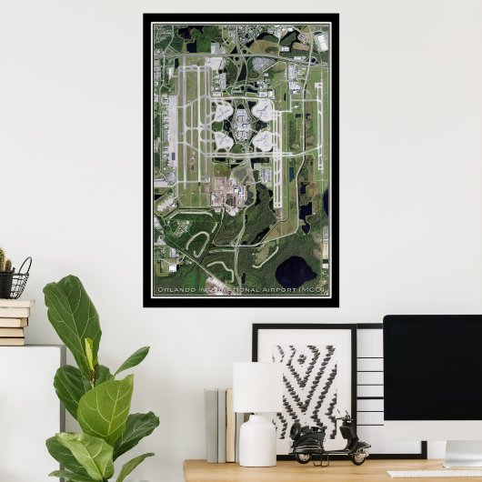 Orlando Intl Airport Florida Satellite Map Poster (Thuiskantoor)