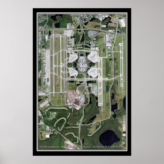 Orlando Intl Airport Florida Satellite Map Poster (Voorkant)