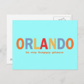 Orlando is mijn Happy Place Typografie Briefkaart (Voorkant / Achterkant)