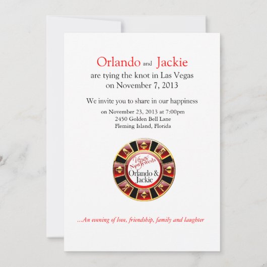 Orlando & Jackie Las Vegas Reception Kaart (Achterkant)