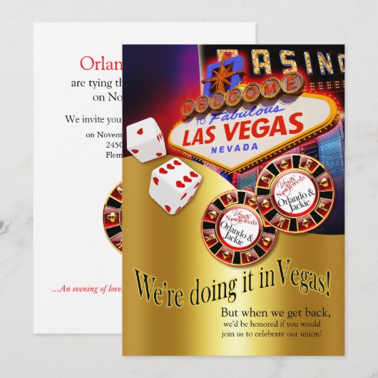 Orlando & Jackie Las Vegas Reception Kaart (Voorkant / Achterkant)