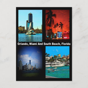Orlando, Miami, Zuid-Beach Collage Briefkaart