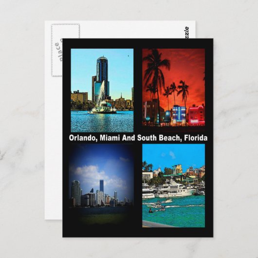 Orlando, Miami, Zuid-Beach Collage Briefkaart (Voorkant / Achterkant)