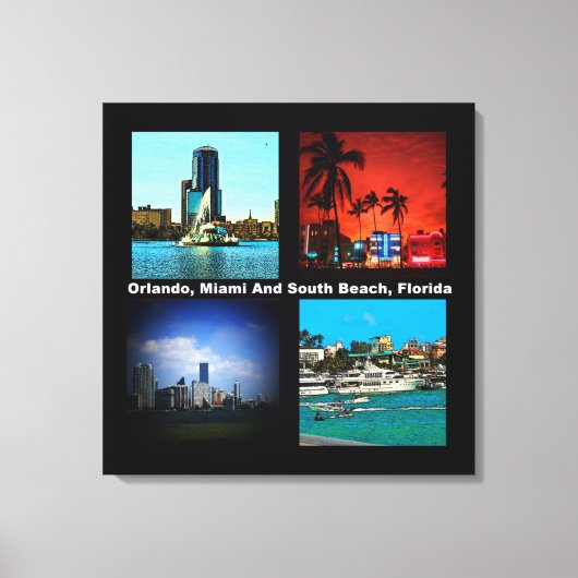 Orlando, Miami, Zuid-Beach Collage Canvas Afdruk (Voorkant)