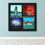 Orlando, Miami, Zuid-Beach Collage Canvas Afdruk (Insitu (Houten vloer))