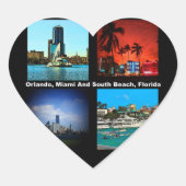 Orlando, Miami, Zuid-Beach Collage Hart Sticker (Voorkant)