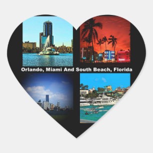 Orlando, Miami, Zuid-Beach Collage Hart Sticker