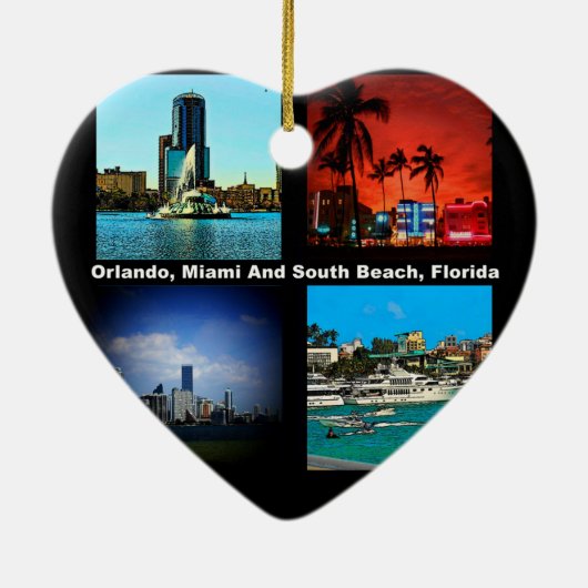 Orlando, Miami, Zuid-Beach Collage Keramisch Ornament (Achterkant)