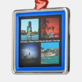 Orlando, Miami, Zuid-Beach Collage Metalen Ornament (Links)