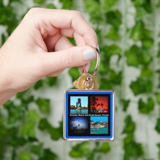 Orlando, Miami, Zuid-Beach Collage Sleutelhanger (Hand)