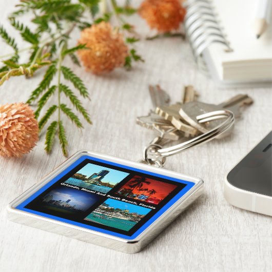 Orlando, Miami, Zuid-Beach Collage Sleutelhanger (Zijkant)