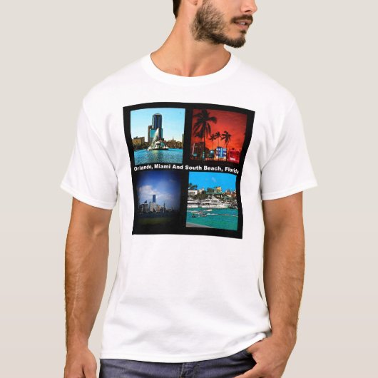 Orlando, Miami, Zuid-Beach Collage T-shirt (Voorkant)