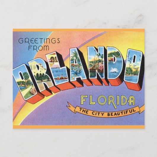 Orlando Retro Wenskaart Briefkaart (Voorkant)