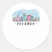 Orlando Skyline Ronde Sticker (Voorkant)